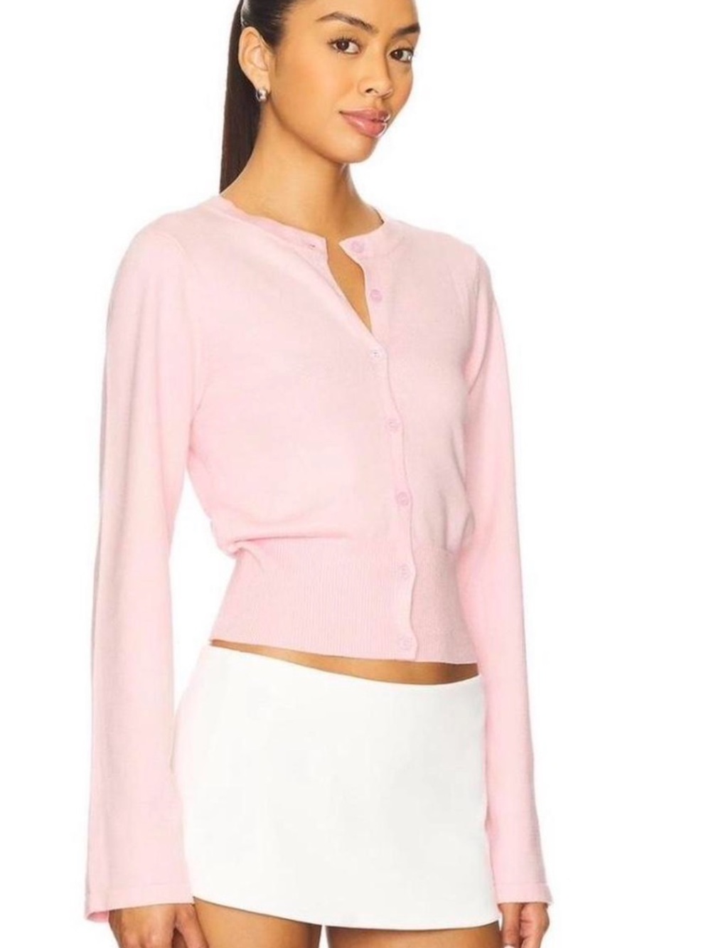 Light Pink Women's Button-Front Cardigan Sweater